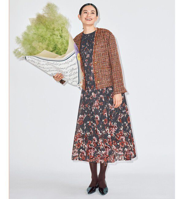 自由区「ラメノットファンシーツイード ジャケット」|ノーカラージャケット|