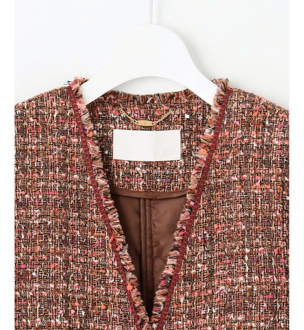 自由区「ラメノットファンシーツイード ジャケット」|ノーカラージャケット|