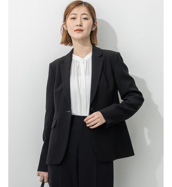 23区「【セットアップ対応/洗える】トリアセダブルジョーゼット テーラード ジャケット」|テーラードジャケット|ブラック系