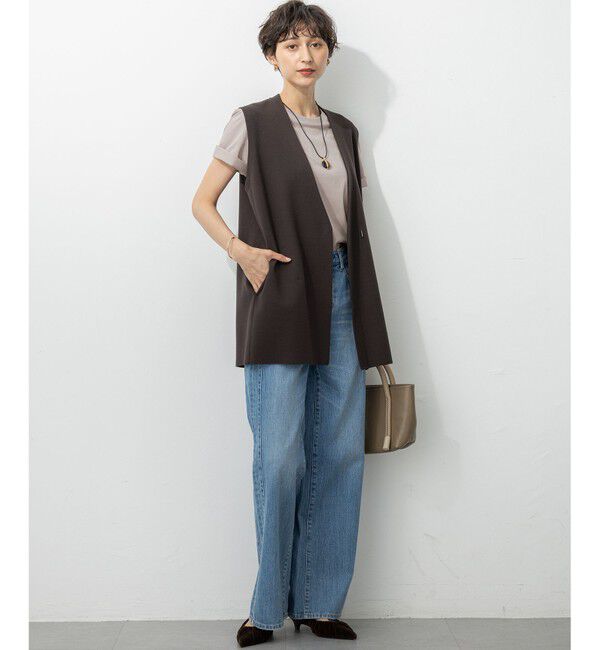 23区「【洗える/吊り干しOK】ヴィスコースストレッチ ニットベスト」|ベスト・ジレ|