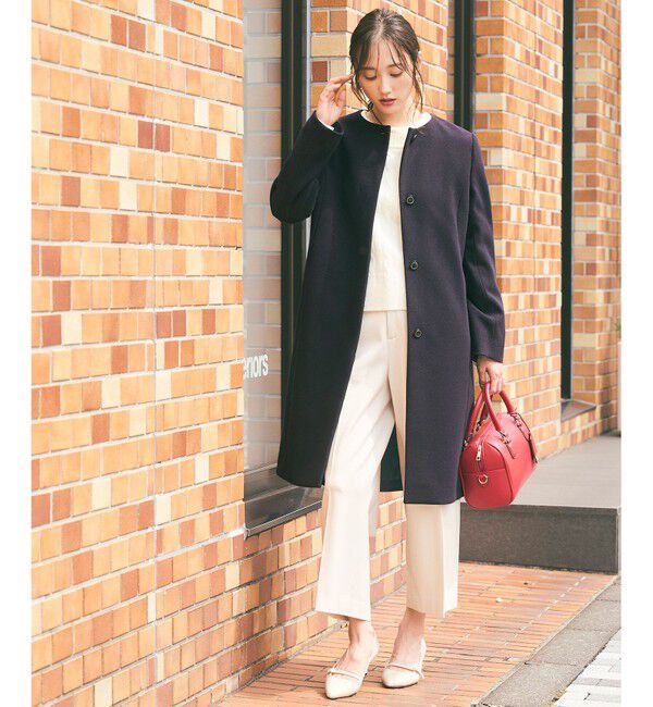 any SiS「ウールライクノーカラー ロングコート」|ノーカラーコート|