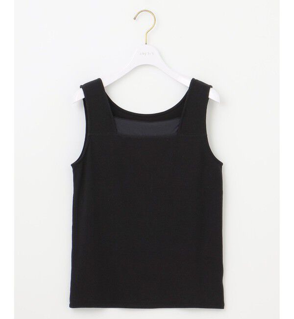 any SiS「【洗える】シアーコンビスクエアネック タンクトップ」|タンクトップ|ブラック