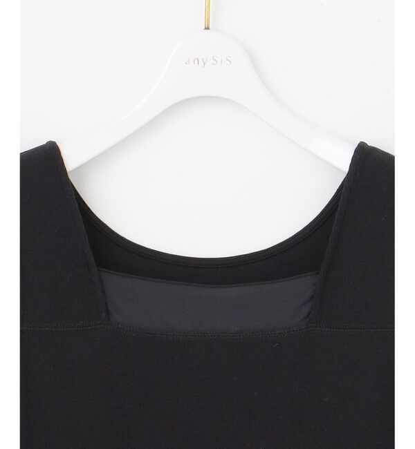 any SiS「【洗える】シアーコンビスクエアネック タンクトップ」|タンクトップ|