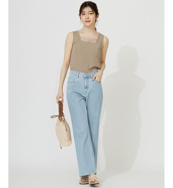 any SiS「【洗える】シアーコンビスクエアネック タンクトップ」|タンクトップ|