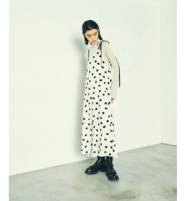  「ドットプリントサテンキャミワンピース」|ワンピース|