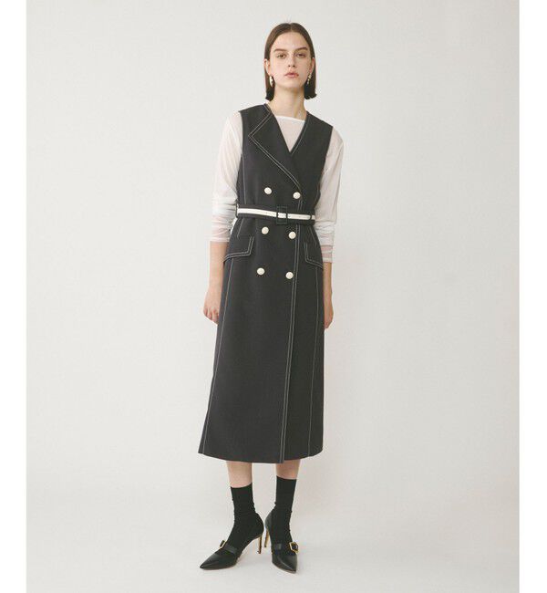  「アシンメトリーカラーワンピース」|ワンピース|チャコール