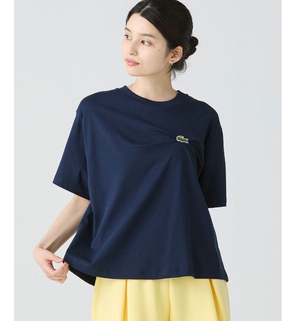 LACOSTE「ワニロゴプリーツオーバーサイズフィットTシャツ」|Tシャツ・カットソー|ネイビー