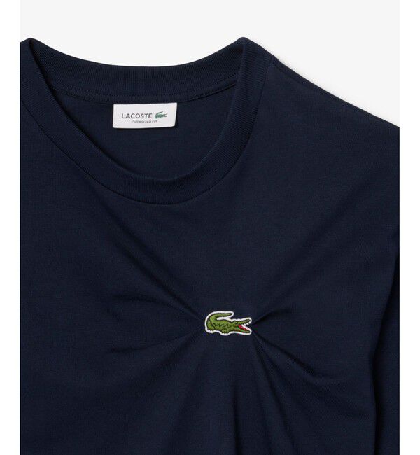 LACOSTE「ワニロゴプリーツオーバーサイズフィットTシャツ」|Tシャツ・カットソー|