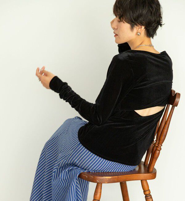 NOLLEY'S「シアーベロアロンT」|Tシャツ・カットソー|ブラック