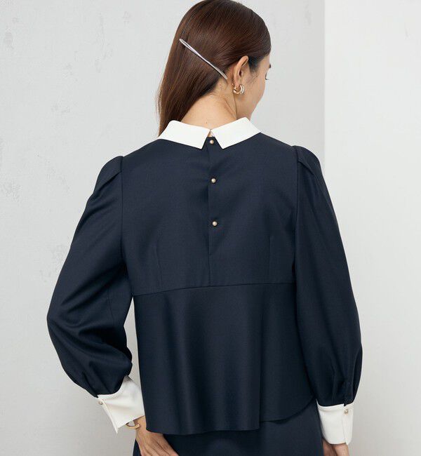 NOLLEY'S「《セットアップ対応》ウォッシャブル白襟後ろ切り替えブラウス」|シャツ・ブラウス|