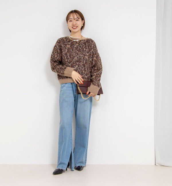 Rie Miller「レオパードジャガード2WAYクルーネックカーディガン」|カーディガン|