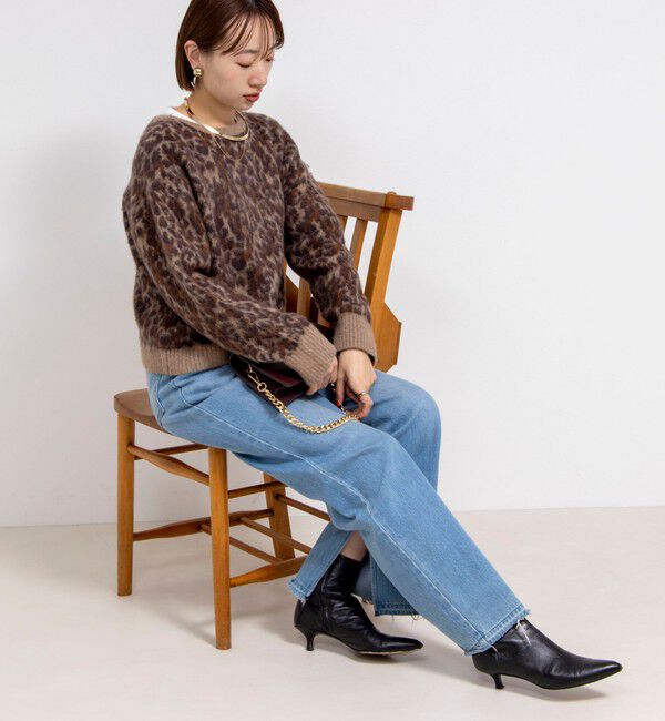 Rie Miller「レオパードジャガード2WAYクルーネックカーディガン」|カーディガン|
