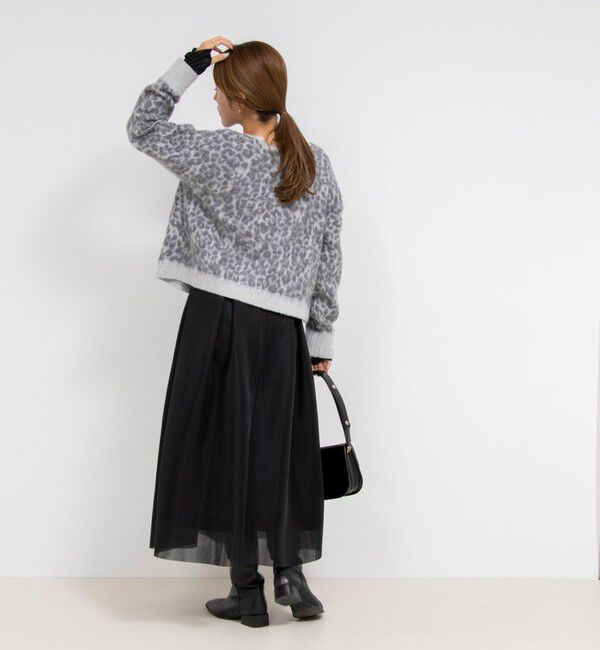 Rie Miller「レオパードジャガード2WAYクルーネックカーディガン」|カーディガン|
