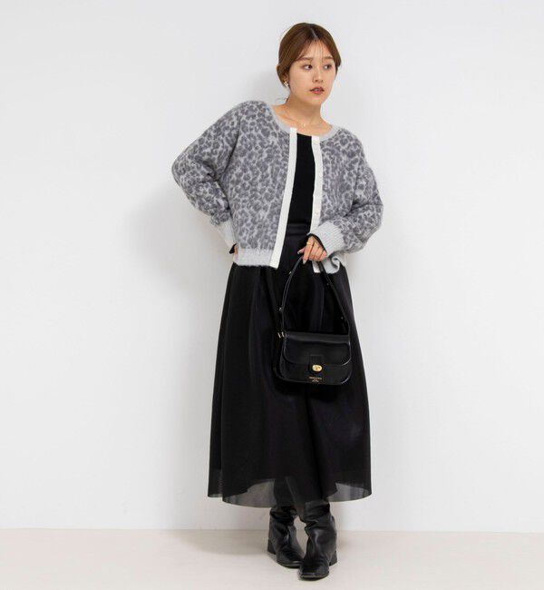 Rie Miller「レオパードジャガード2WAYクルーネックカーディガン」|カーディガン|