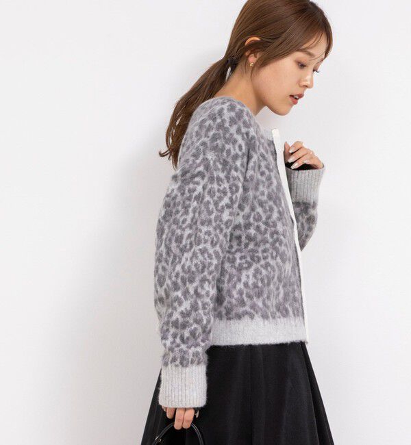 Rie Miller「レオパードジャガード2WAYクルーネックカーディガン」|カーディガン|