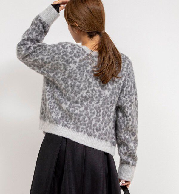 Rie Miller「レオパードジャガード2WAYクルーネックカーディガン」|カーディガン|