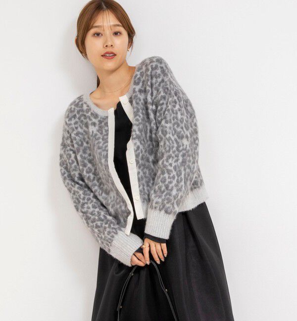 Rie Miller「レオパードジャガード2WAYクルーネックカーディガン」|カーディガン|