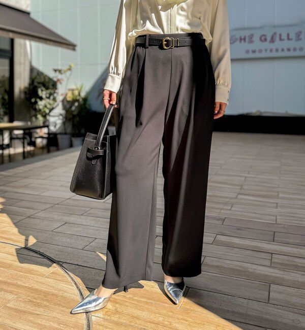 NOLLEY'S sophi「《セットアップ対応》ウォッシャブルツイルイージータックワイドパンツ」|その他|