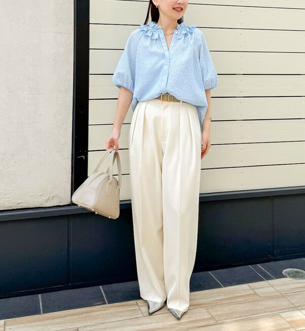 NOLLEY'S sophi「サッカーチェックフリルネックブラウス」|シャツ・ブラウス|