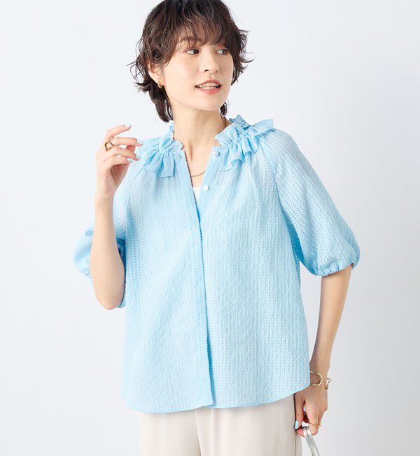 NOLLEY'S sophi「サッカーチェックフリルネックブラウス」|シャツ・ブラウス|