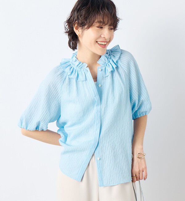 NOLLEY'S sophi「サッカーチェックフリルネックブラウス」|シャツ・ブラウス|