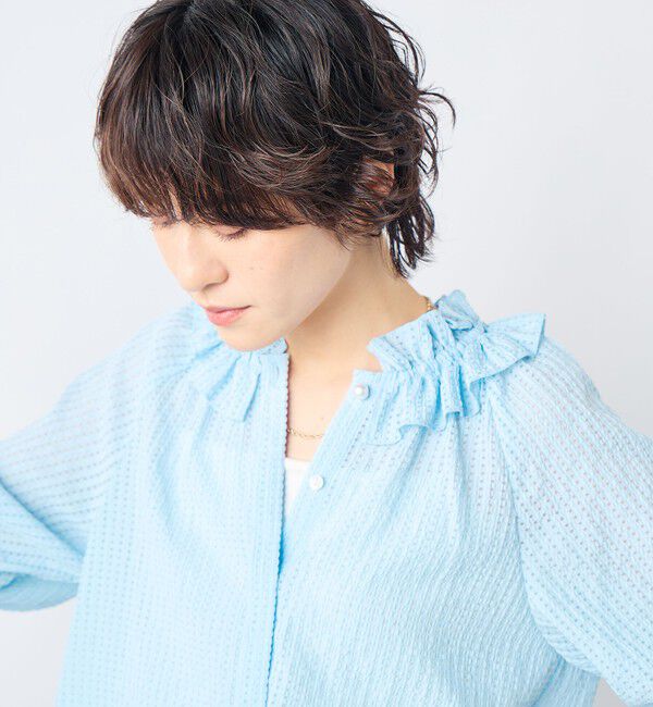 NOLLEY'S sophi「サッカーチェックフリルネックブラウス」|シャツ・ブラウス|