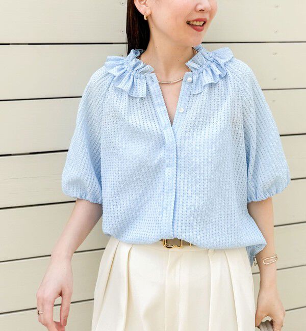 NOLLEY'S sophi「サッカーチェックフリルネックブラウス」|シャツ・ブラウス|