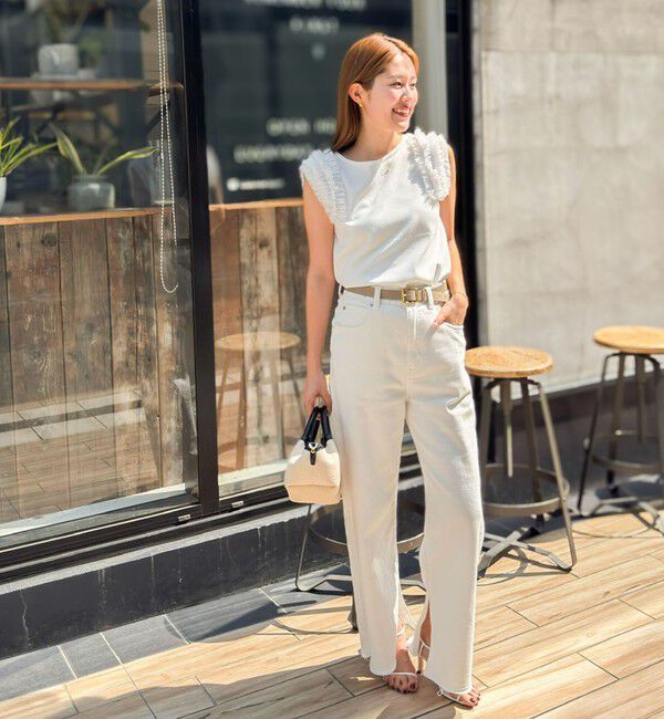 NOLLEY'S「【PR阿部☆別注】《手洗い可能》肩フリルノースリーブプルオーバーニット」|ニット・セーター|