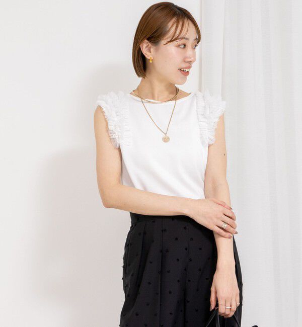 NOLLEY'S「【PR阿部☆別注】《手洗い可能》肩フリルノースリーブプルオーバーニット」|ニット・セーター|