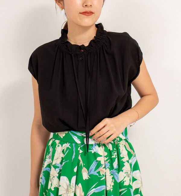 NOLLEY'S「フリル衿ブラウス」|シャツ・ブラウス|ブラック