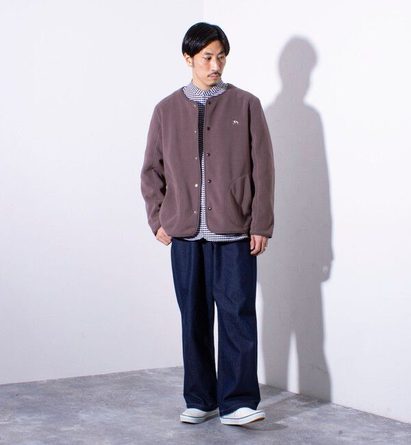 GLOSTER「【GLOSTER/グロスター】フレンチブルドッグ刺繍 フリースカーディガン ワンポイント」|カーディガン|