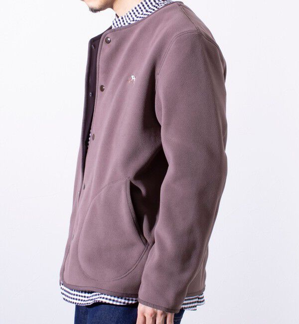 GLOSTER「【GLOSTER/グロスター】フレンチブルドッグ刺繍 フリースカーディガン ワンポイント」|カーディガン|