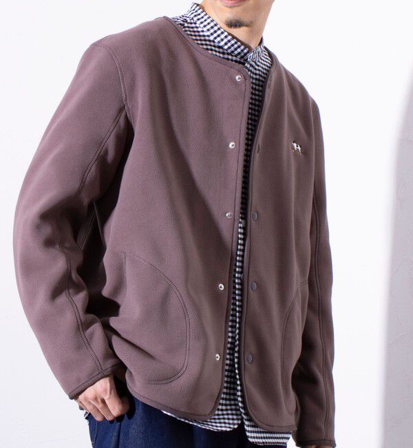 GLOSTER「【GLOSTER/グロスター】フレンチブルドッグ刺繍 フリースカーディガン ワンポイント」|カーディガン|