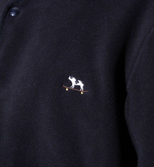 GLOSTER「【GLOSTER/グロスター】フレンチブルドッグ刺繍 フリースカーディガン ワンポイント」|カーディガン|