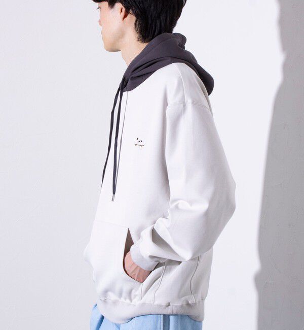 GLOSTER「【GLOSTER/グロスター】フレンチブルドッグ刺繍  ダンボールバイカラーパーカー フーディ」|パーカー|