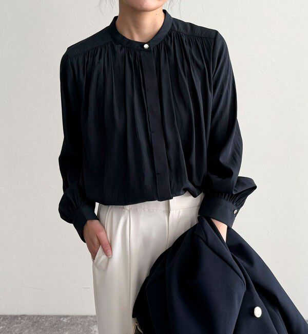 fredy emue「パウダーサテン前開きブラウス」|シャツ・ブラウス|