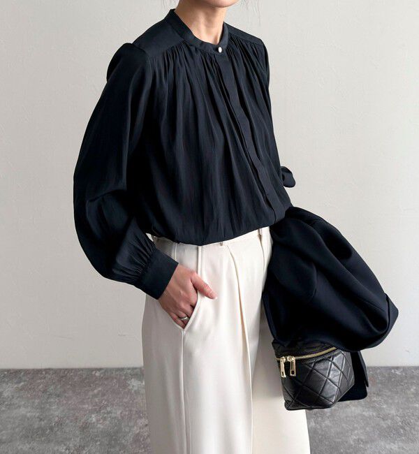 fredy emue「パウダーサテン前開きブラウス」|シャツ・ブラウス|