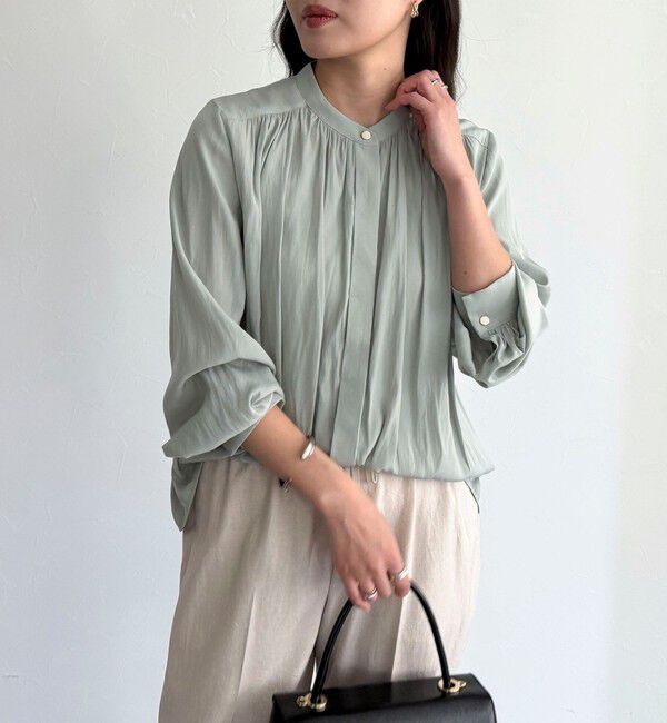 fredy emue「パウダーサテン前開きブラウス」|シャツ・ブラウス|