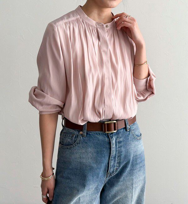 fredy emue「パウダーサテン前開きブラウス」|シャツ・ブラウス|