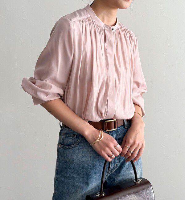 fredy emue「パウダーサテン前開きブラウス」|シャツ・ブラウス|