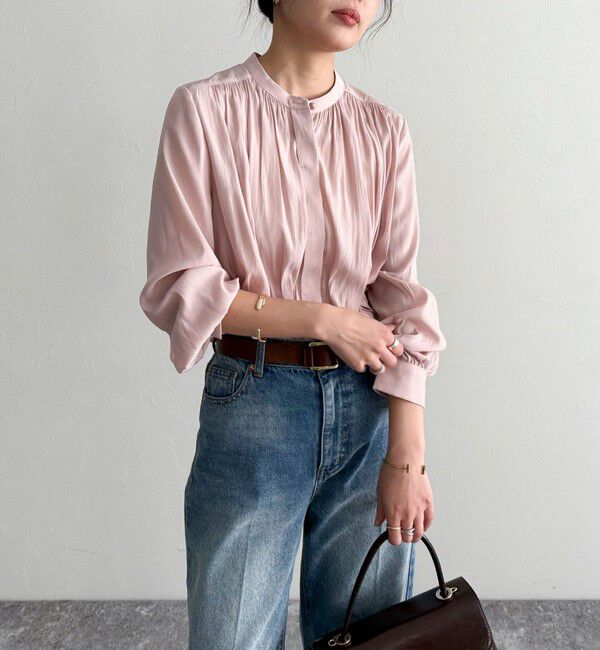fredy emue「パウダーサテン前開きブラウス」|シャツ・ブラウス|