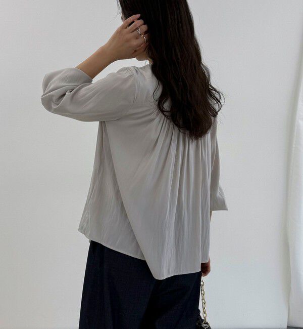 fredy emue「パウダーサテン前開きブラウス」|シャツ・ブラウス|