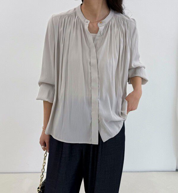 fredy emue「パウダーサテン前開きブラウス」|シャツ・ブラウス|