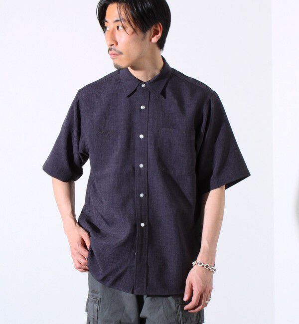 GLOSTER「【GLOSTER/グロスター】リネンライクキャンバス GOODNESS刺繍 半袖シャツ」|シャツ・ブラウス|