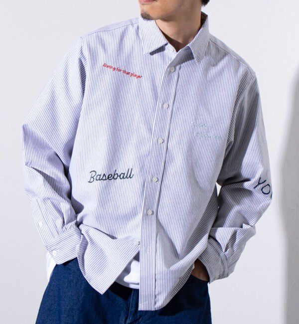 GLOSTER「【GLOSTER】Messageシャツ オックスフォードシャツ レギュラーカラー（無地/ストライプ）」|シャツ・ブラウス|グレー系その他