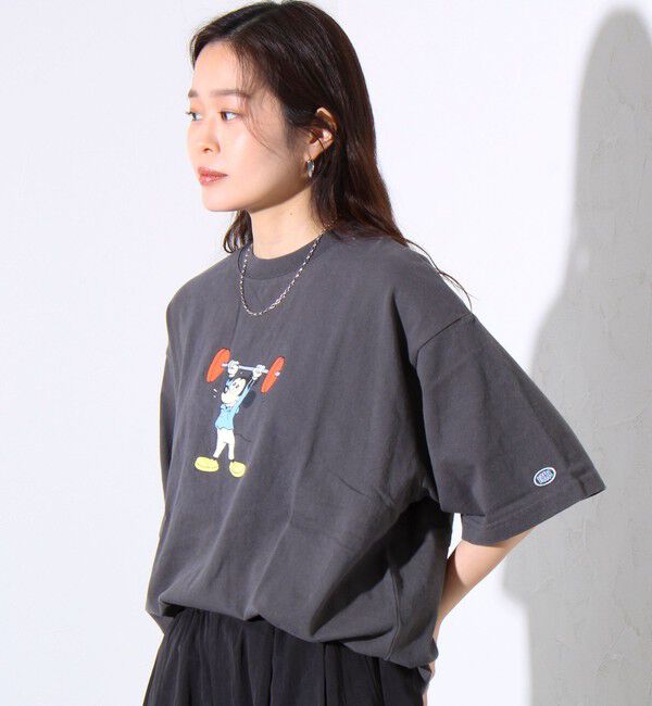 GLOSTER「【MICKEY&times;DISCUS ATHLETIC】コラボ プリント 半袖 クルーネックTシャツ」|Tシャツ・カットソー|