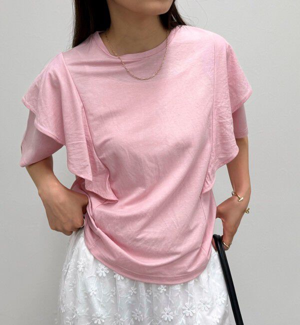 fredy emue「ラッフルショルダー半袖Tシャツ」|Tシャツ・カットソー|