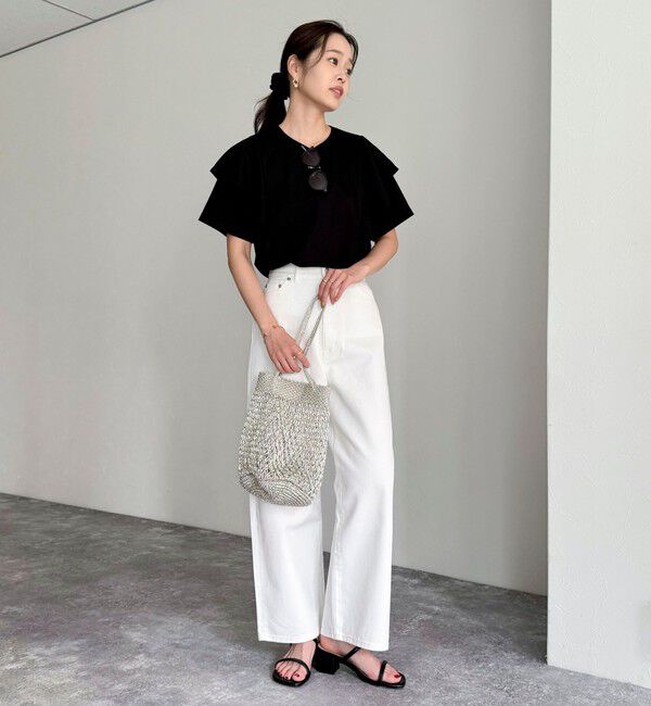 fredy emue「ラッフルショルダー半袖Tシャツ」|Tシャツ・カットソー|