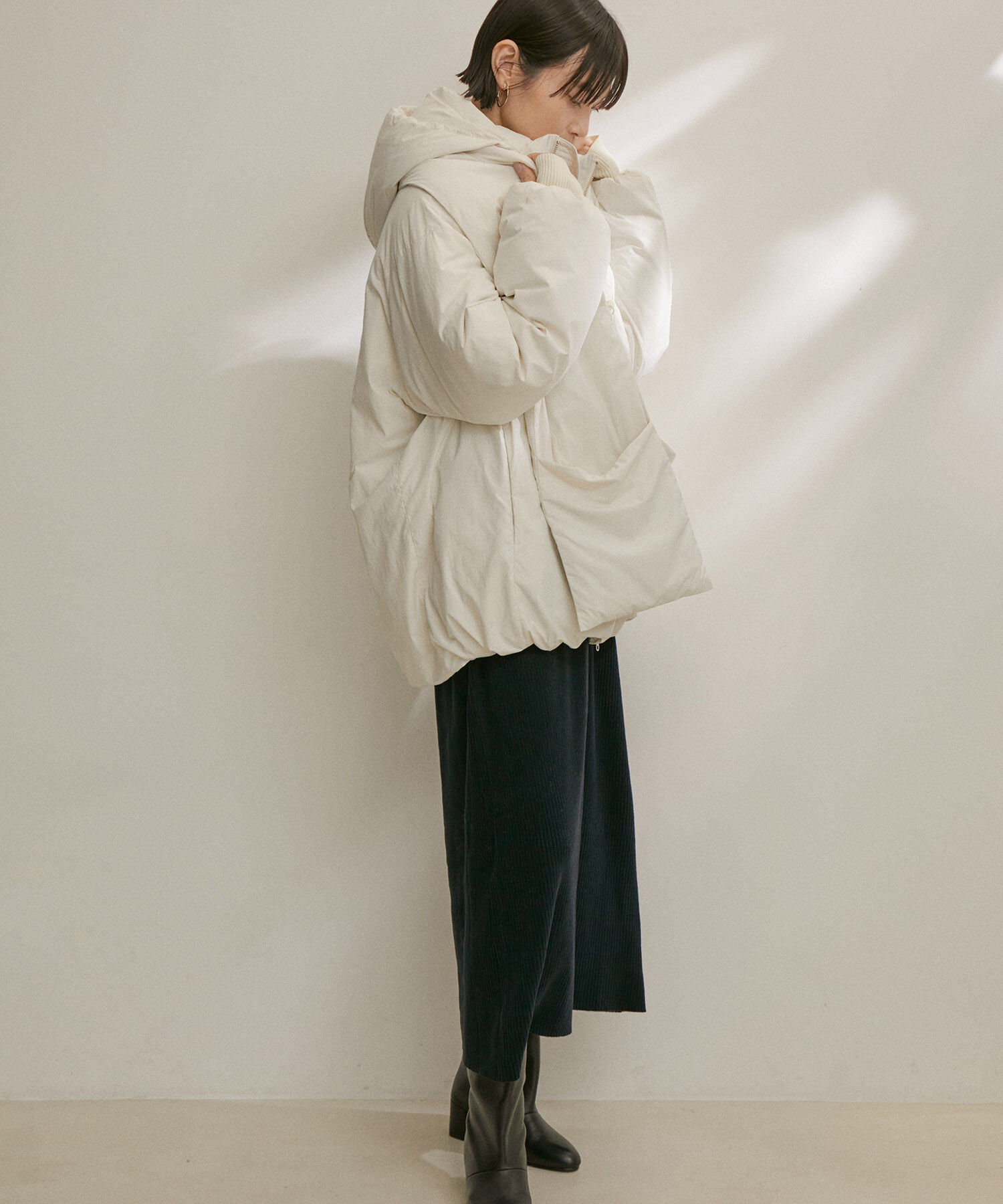 SALON adam et rope'「【雑誌掲載】[GREEN DOWN]フード付きダウンストール」|ストール|