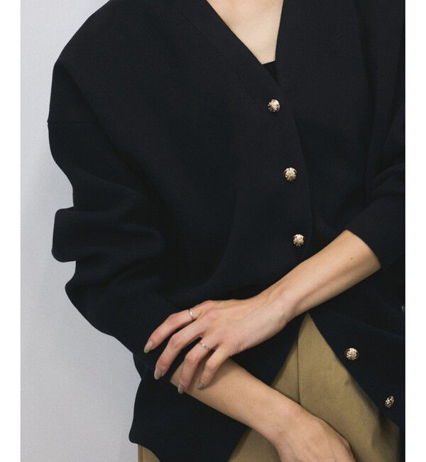 SALON adam et rope'「メタルボタンスウェットライクVネックカーディガン」|カーディガン|